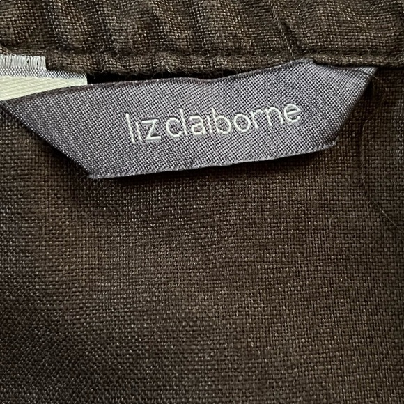 Liz Claiborne Brown Maxi Skirt 100% Linen Pintucked Ruffle Size 6 - Picture 6 of 9